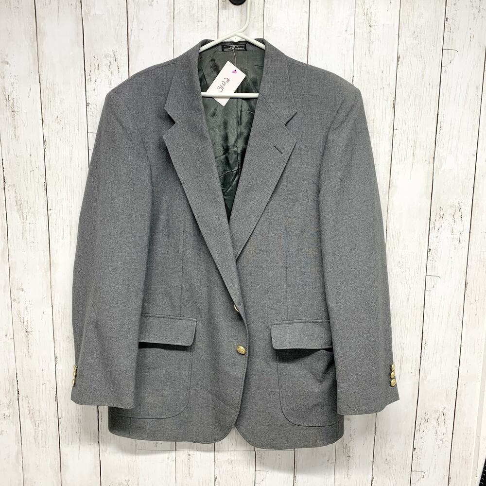 David Taylor Jacket Men 42R Gray Single Breasted Two Button Sport Coat Blazer